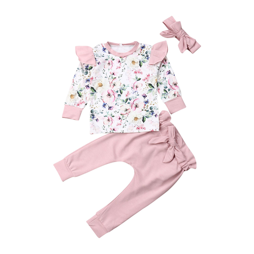 0 24M Toddler Baby Girl Clothes Sets Ruffles Long