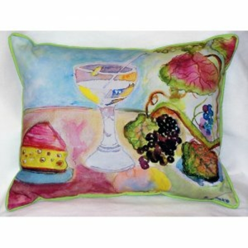 Betsy Drake ZP104 Wine & Cheese Indoor & Outdoor Throw Pillow- 20 x 24