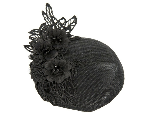 Black pillbox with lace