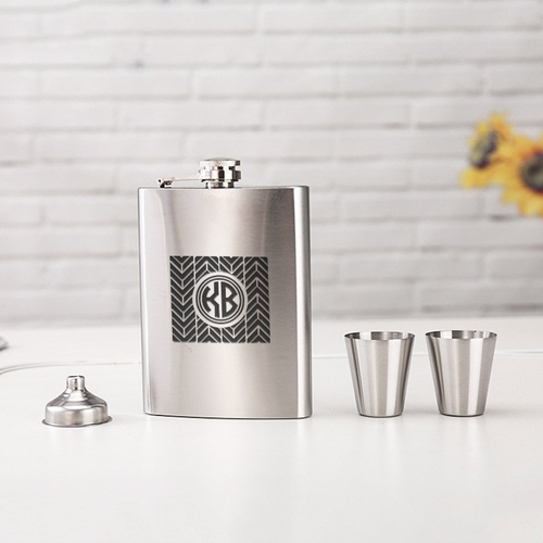 Personalized Chevron Monogram Flask