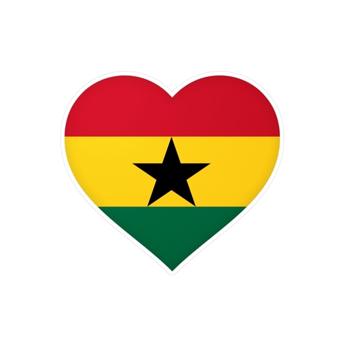 Autocollant en coeur Drapeau du Ghana en plusieurs tailles