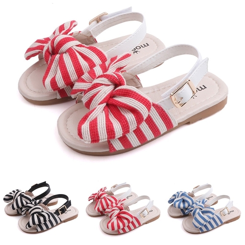 Cute girls sandals Summer Striped Bowknot Slipper