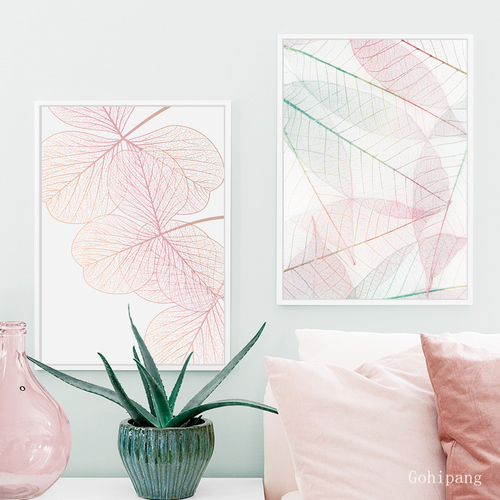 Pink Transparent leaves Leaf Stalk Plant Wall Art