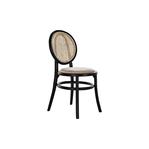 Dining Chair DKD Home Decor Black Beige Rattan Vintage Elm (43 x 43 x