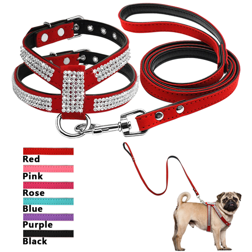 Soft Bling Rhinestone Dog Harness Diamante Suede