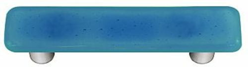 Hot Knobs HK1029-PA Egyptian Blue Rectangle Glass Cabinet Pull - Alumi