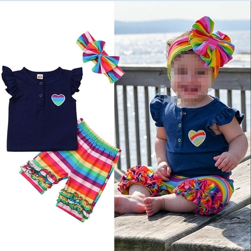 Lovely Toddler Kid Baby Girl Summer Rainbow