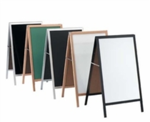 Aarco Products A-311 Oak Frame Black Markerboard A-Frame Sidewalk Boar