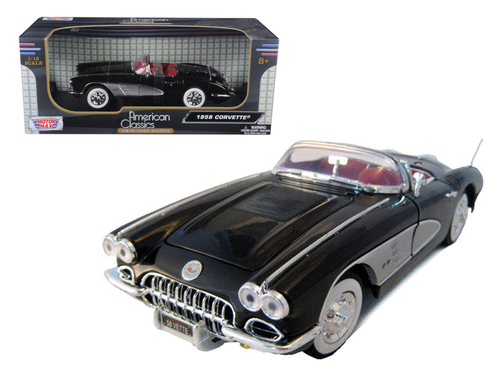 1958 Chevrolet Corvette Convertible Black 1/18 Diecast Model Car by