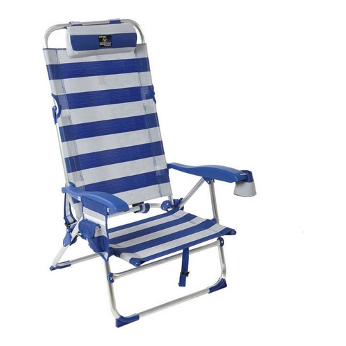 Folding Chair with Headrest Textiline Aluminium 110 cm Sailor Blue