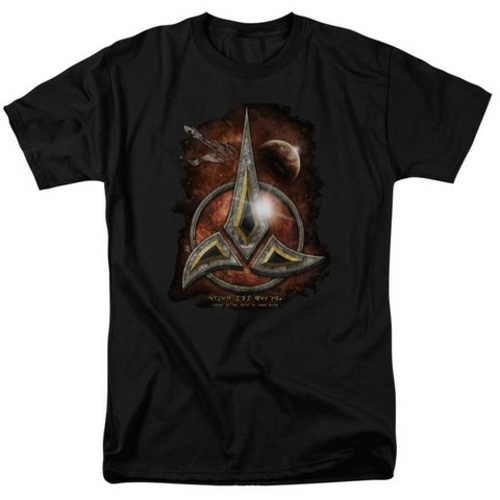 Trevco Star Trek-Klingon Crest - Short Sleeve Adult 18-1 Tee - Black- 