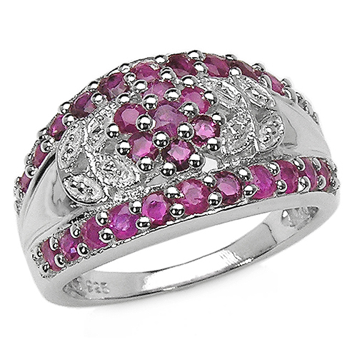 1.34 Carat Genuine Ruby .925 Sterling Silver Ring