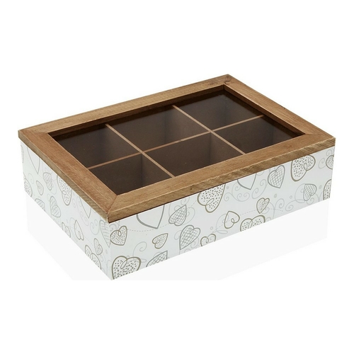 Tea Box Versa Cozy Hearts Wood (17 x 7 x 24 cm)