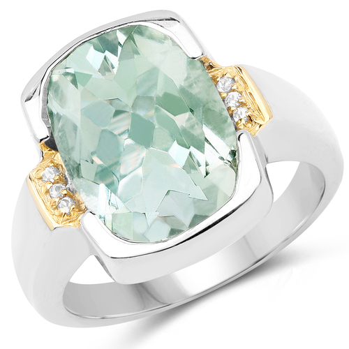 5.33 Carat Genuine Green Amethyst and White Topaz .925 Sterling Silver