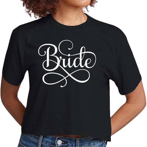 Womens Cropped Graphic T-shirt - Bride Accessories - Wedding