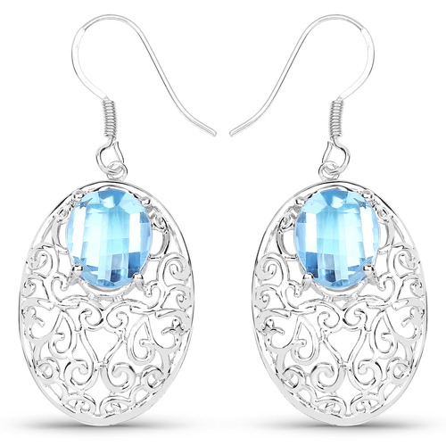10.72 Carat Genuine Blue Topaz .925 Sterling Silver Earrings