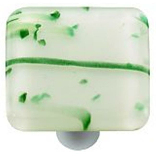 Hot Knobs HK3005-KB Mardi Gras Green with White Square Glass Cabinet K