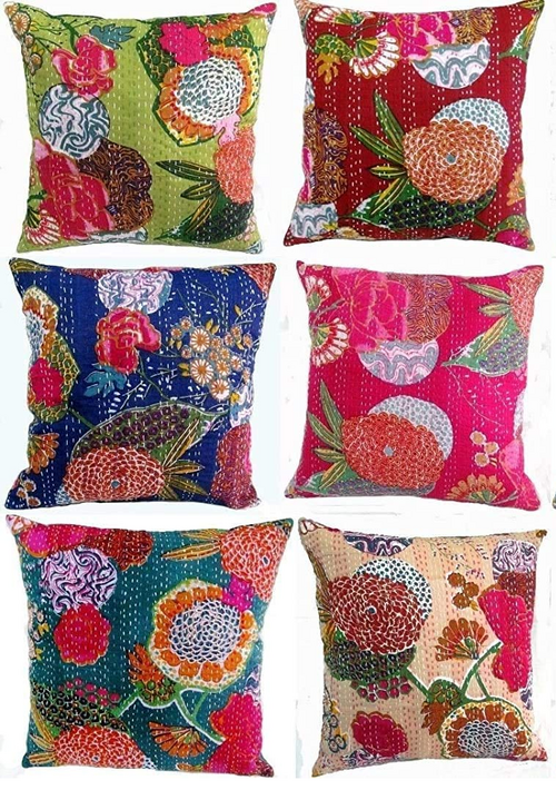 Fashion Hub Textile Work Creations Sofa Throw Square Kantha Cotton