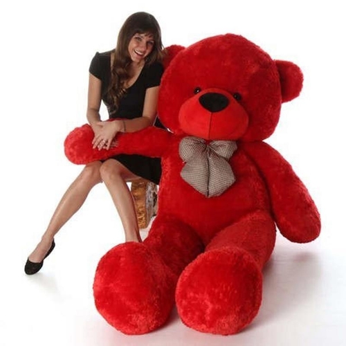 80Cm Red Teddy With Tie - 3ft