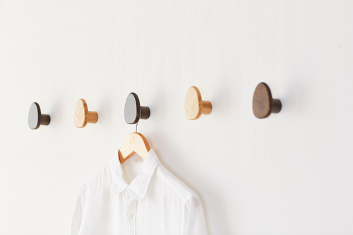 Design Clothes Hooks in Leaf Shape, 3 pieces Set, Color: dark brown