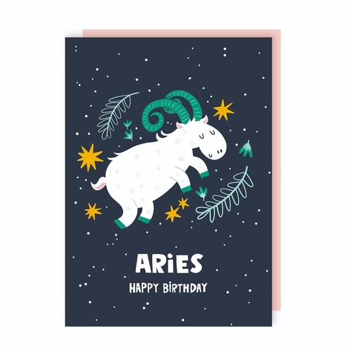 Aries Zodiac Sign Birthday Card (Pack of 6)
