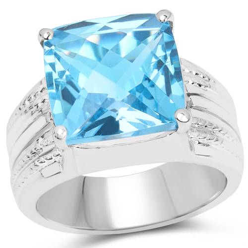 7.50 Carat Genuine Swiss Blue Topaz .925 Sterling Silver Ring