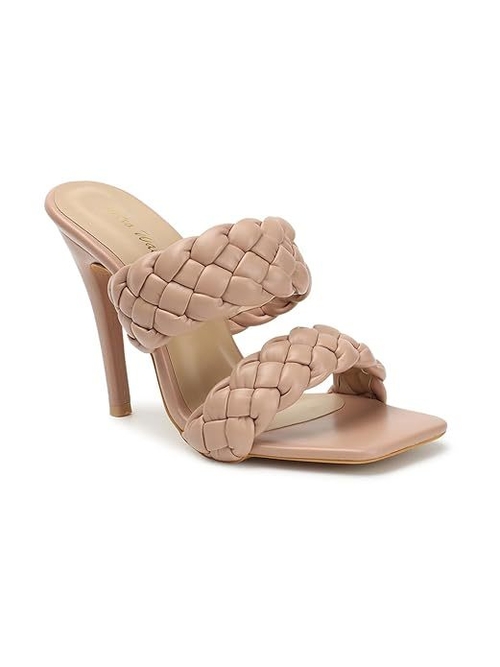 Retro Walk Fashionable Braided Heels (Size-UK-5) (Color-PEACH)