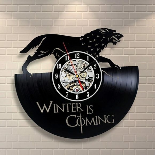 WINTER IS COMING GAME OF THRONES HBO HANDMADE VINYL RECORD WALL CLOCK