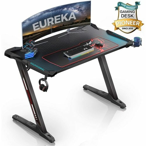  Z1-S Gaming Desk Z Shaped Gaming Desk Gamer Tables Pro with LED Light