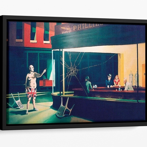 Banksy Nighthawks Floating Framed Canvas