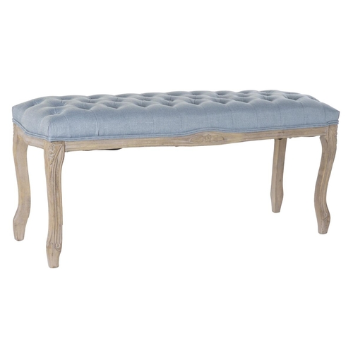 Bench DKD Home Decor   Blue Polyester Rubber wood Light brown (110 x