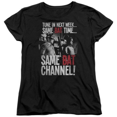 Trevco Batman Classic Tv-Bat Channel - Short Sleeve Womens Tee - Black