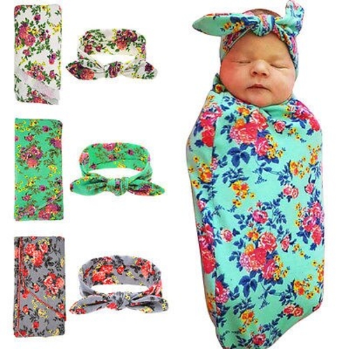 Newborn Baby Floral Swaddle Wrap Bassine