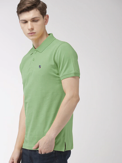 Solid Polo Neck T- Shirt (Size-L) (Color-Light Green)