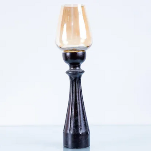 Crear Novelty Contemporary Wooden Glass Candle Holder |Living Room
