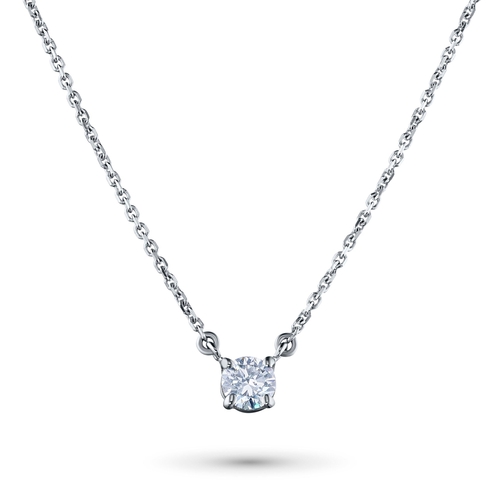 Sterling Silver Necklace with 1 Round-Cut Lab-Created Diamond 0.263