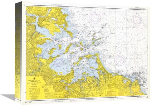 Global Gallery GCS-450533-16-142 16 in. Nautical Chart - Boston Harbor