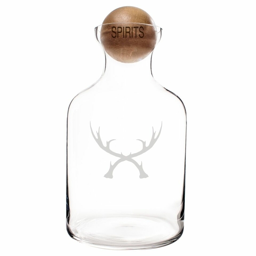 Cathys Concepts AN-1393 56 oz. Glass Antlers Decanter with Wood Stoppe