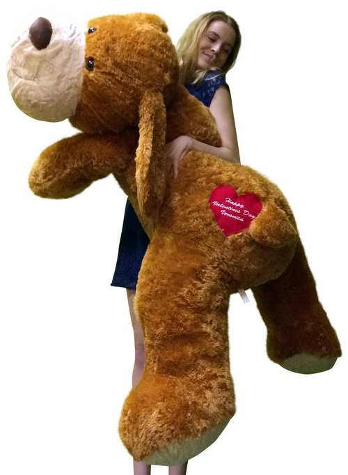 Personalized Big Plush Puppy Dog 5 Feet Long Soft, Your Message Custom