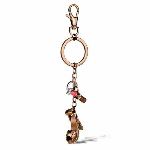 Main Alamode TK2896 Unisex Two Tone IP Light Brown Stainless Steel Key Ring image