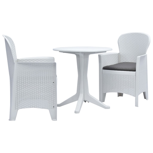 3 Piece Bistro Set Plastic White