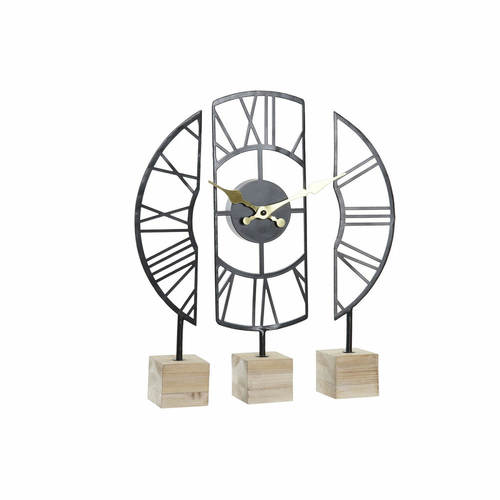 Table clock DKD Home Decor 30 x 6 x 39 cm Natural Black Golden Iron