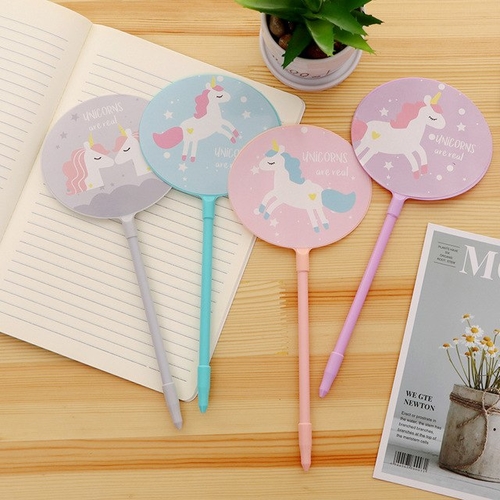 2pcs/lot Cartoon Kawaii Unicorn Fan Gel Pen