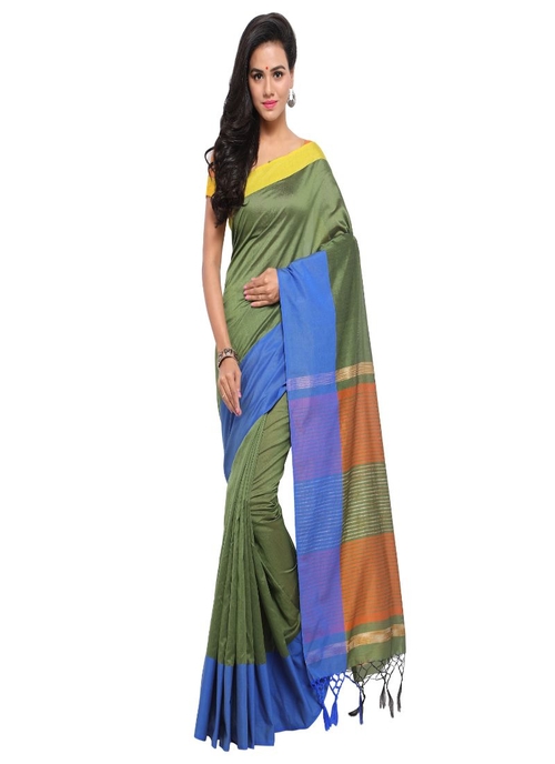 Generic Women's Cotton Silk Saree (Multi, 5-6