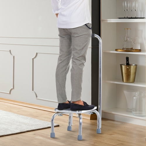 HOMCOM Metal Stepstool w/ Handle 1-Step Ladder Outdoor/Indoor Wide