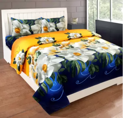 204 TC Cotton Double Floral Flat Bedsheet  (Pack of 1, Multicolor)