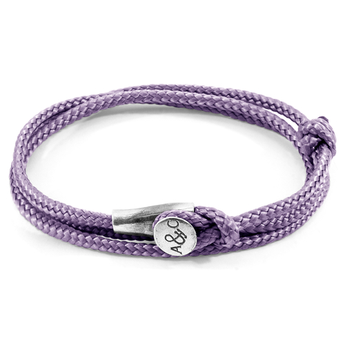 Lilac Purple Dundee Silver and Rope Bracelet