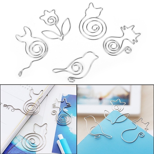 2Pcs Hollow Out Flower Bird Cat Metal Bookmark