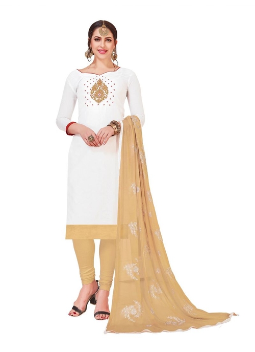 Generic Women's Modal Silk Salwar Material (White,