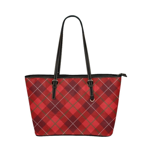 Large Leather Tote Shoulder Bag - Tote Bagsred Plaid Print Bag
